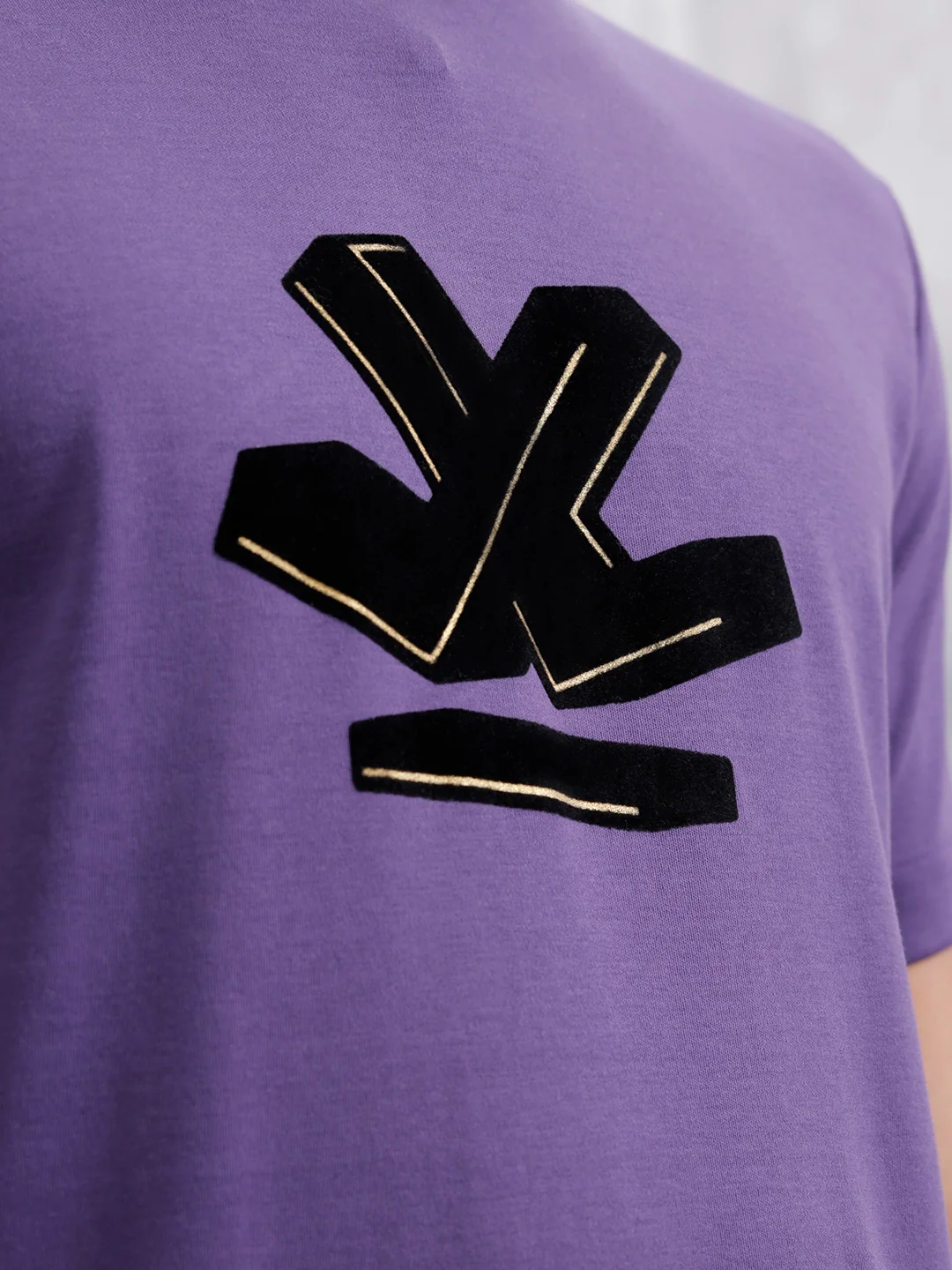 Slim Fit Metallic Flock T-Shirt | Purple - Image 6