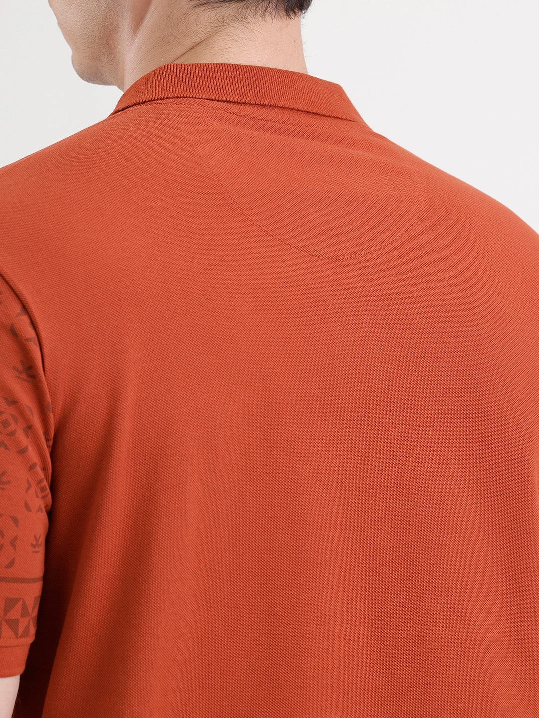 Slim Fit Pannel Printed Polo T-Shirt  | Rust - Image 5