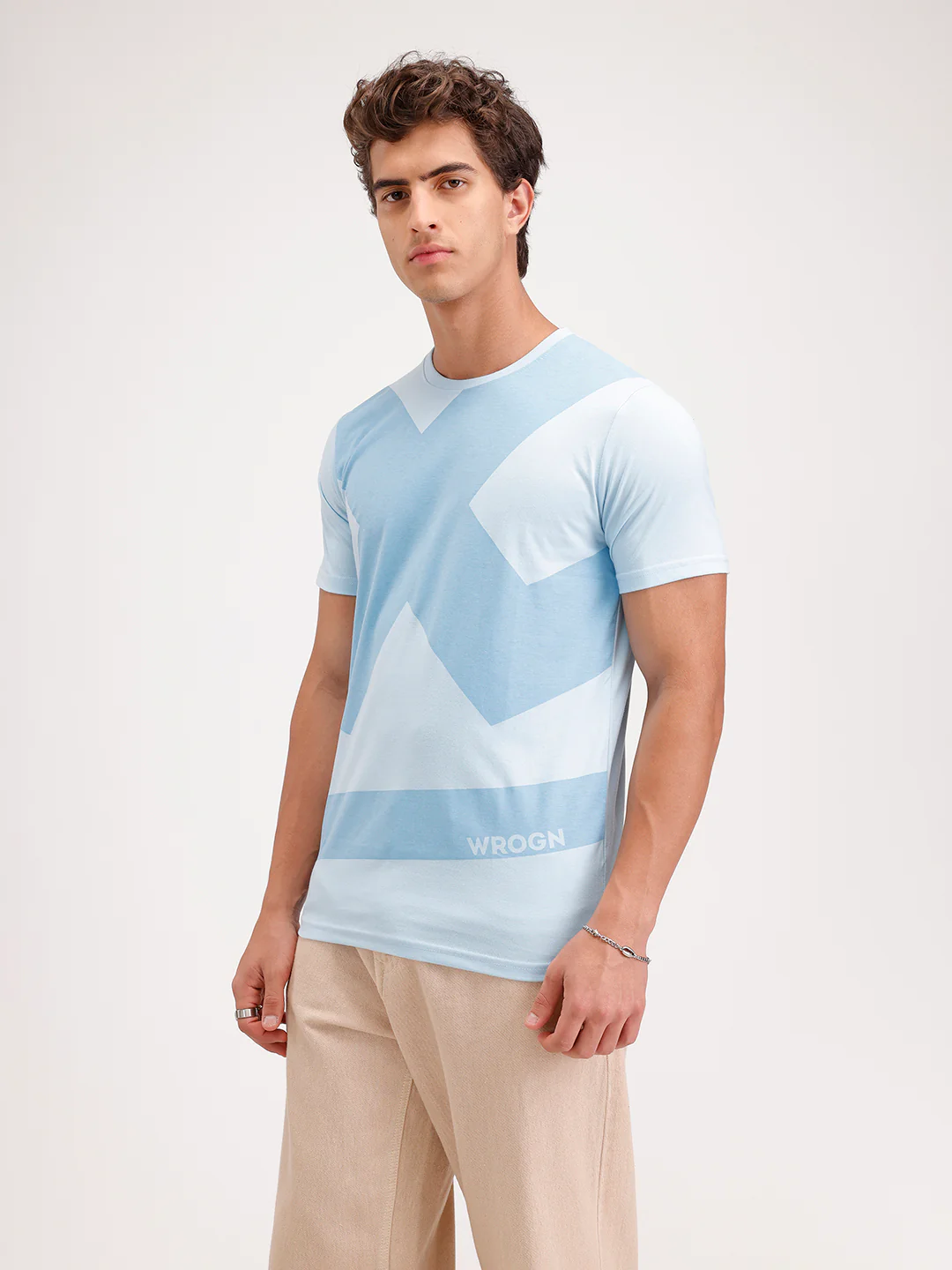 Slim Fit Pannel Printed T-Shirt  | Blue - Image 4