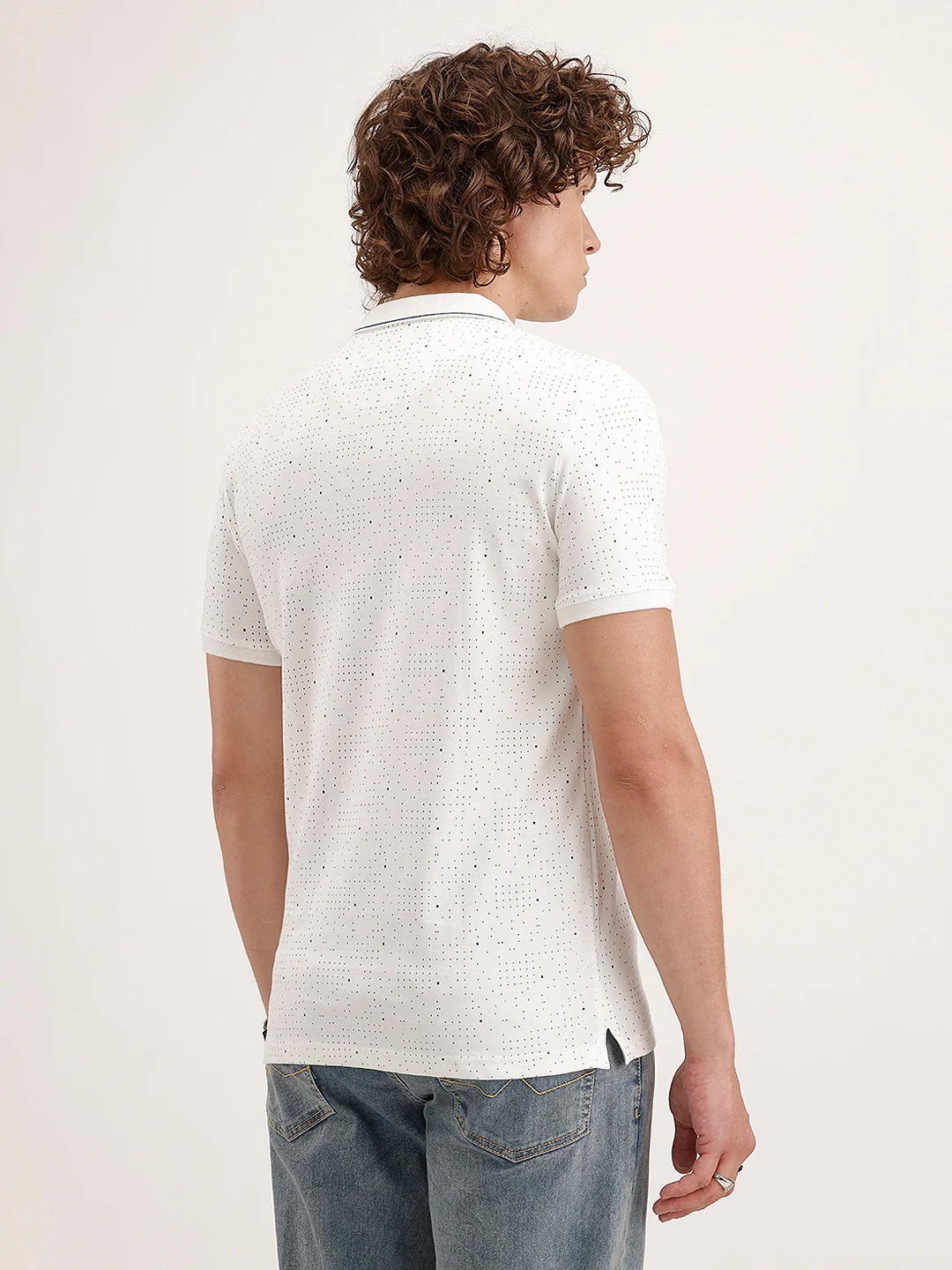 Slim Fit Patch Detailed Polo T-Shirt | Off White - Image 3