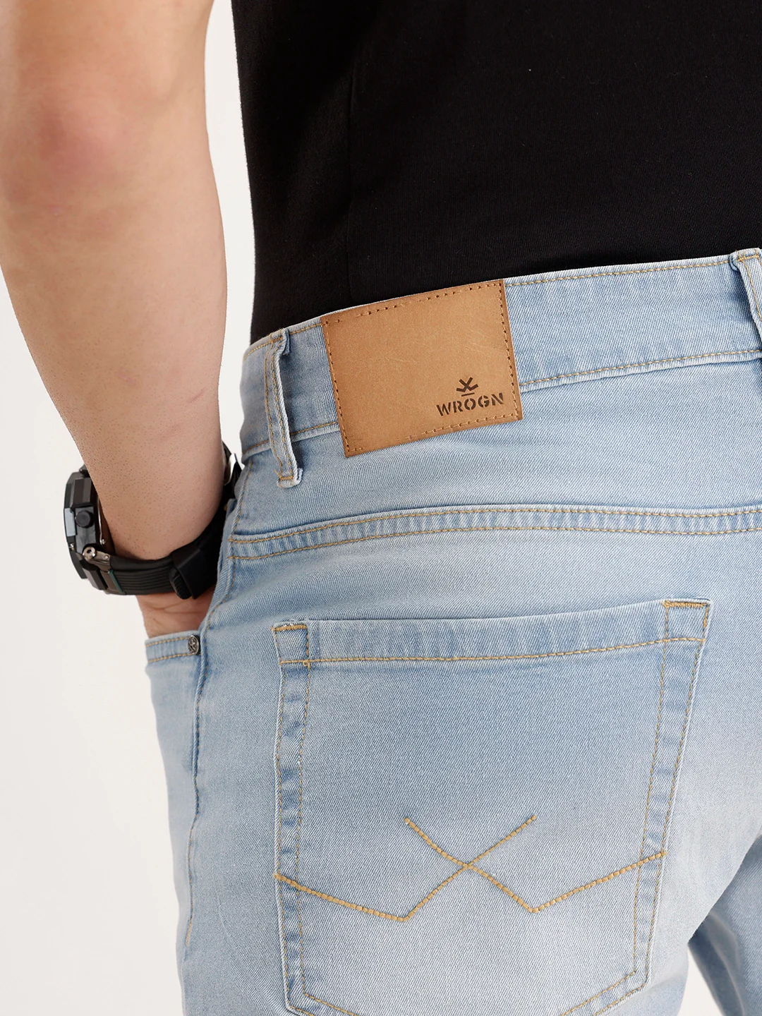 Slim Fit Placement Printed Denim Jeans | Light Blue - Image 6