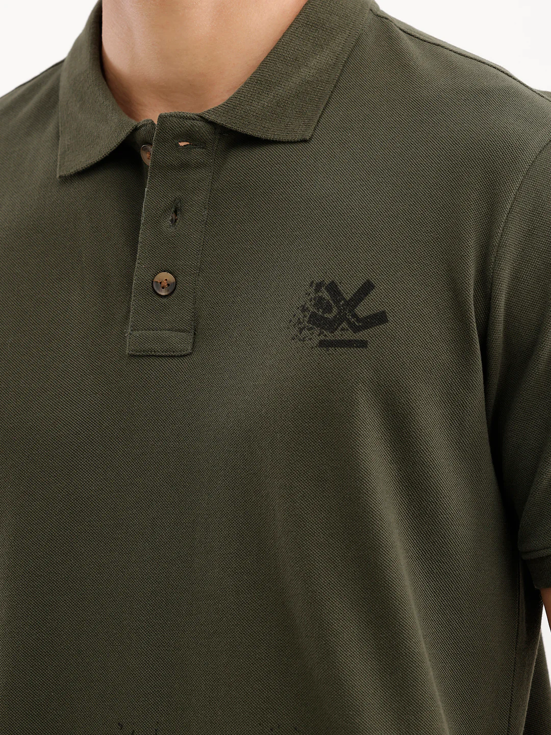 Slim Fit Placement Printed Polo T-Shirt  | Olive - Image 5