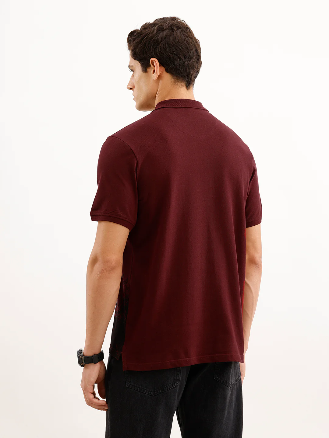 Slim Fit Placement Printed Polo T-Shirt  | Red - Image 3