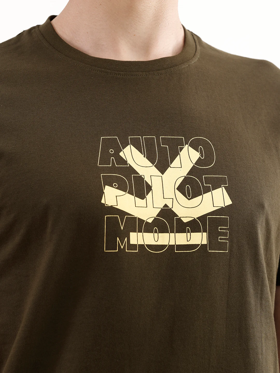 Slim Fit Placement Printed T-Shir  | Olive - Image 5