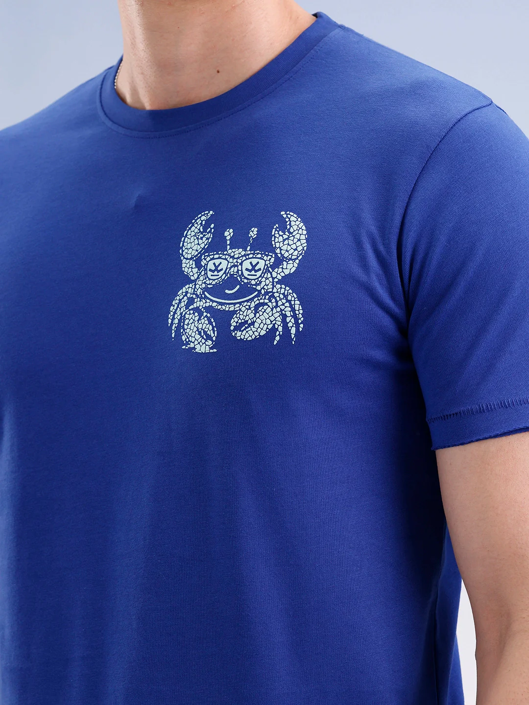 Slim Fit Placement Printed T-Shirt  | Blue - Image 5