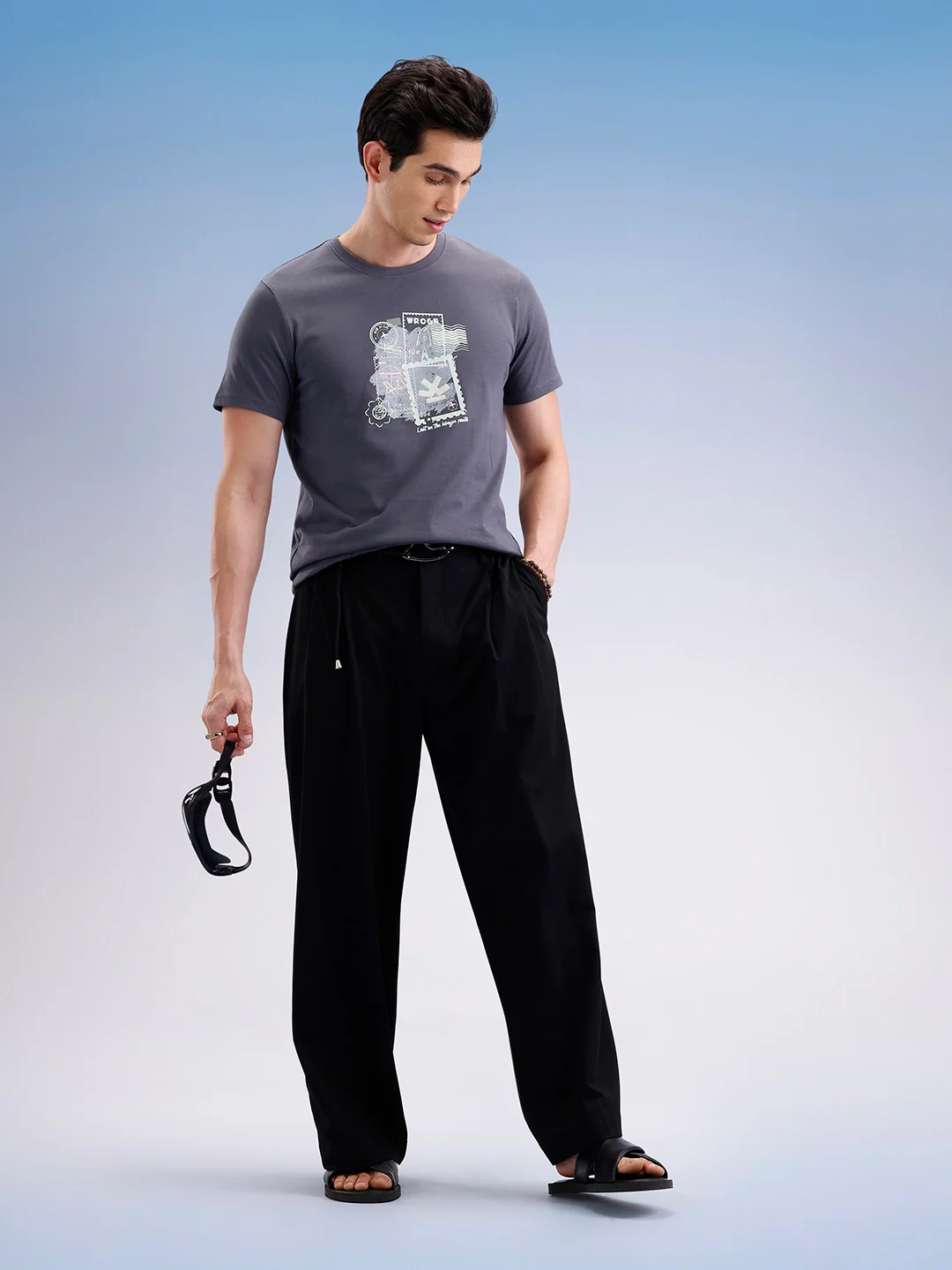 Slim Fit Placement Printed T-Shirt  | Dark Grey - Image 2