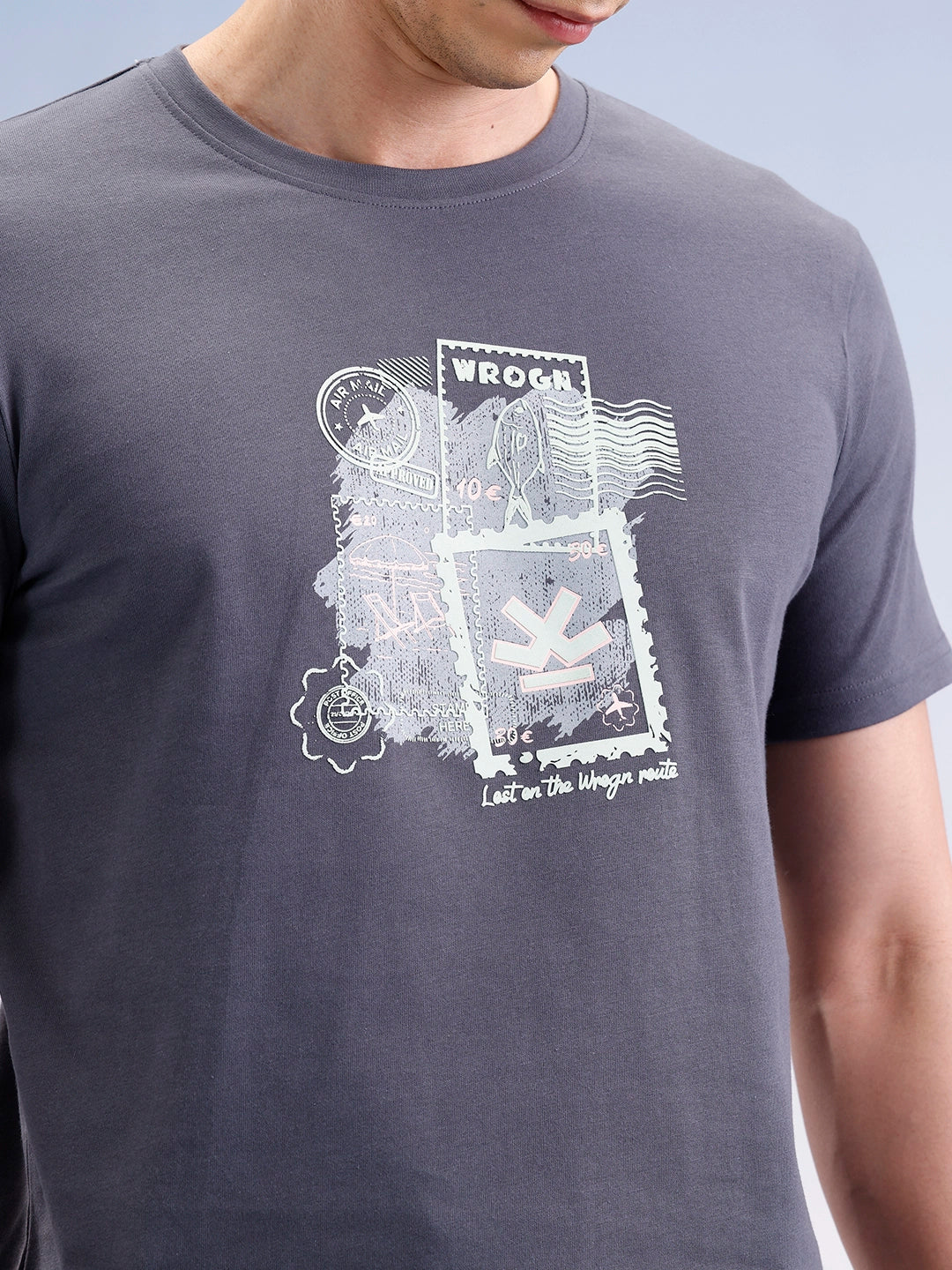 Slim Fit Placement Printed T-Shirt  | Dark Grey - Image 5
