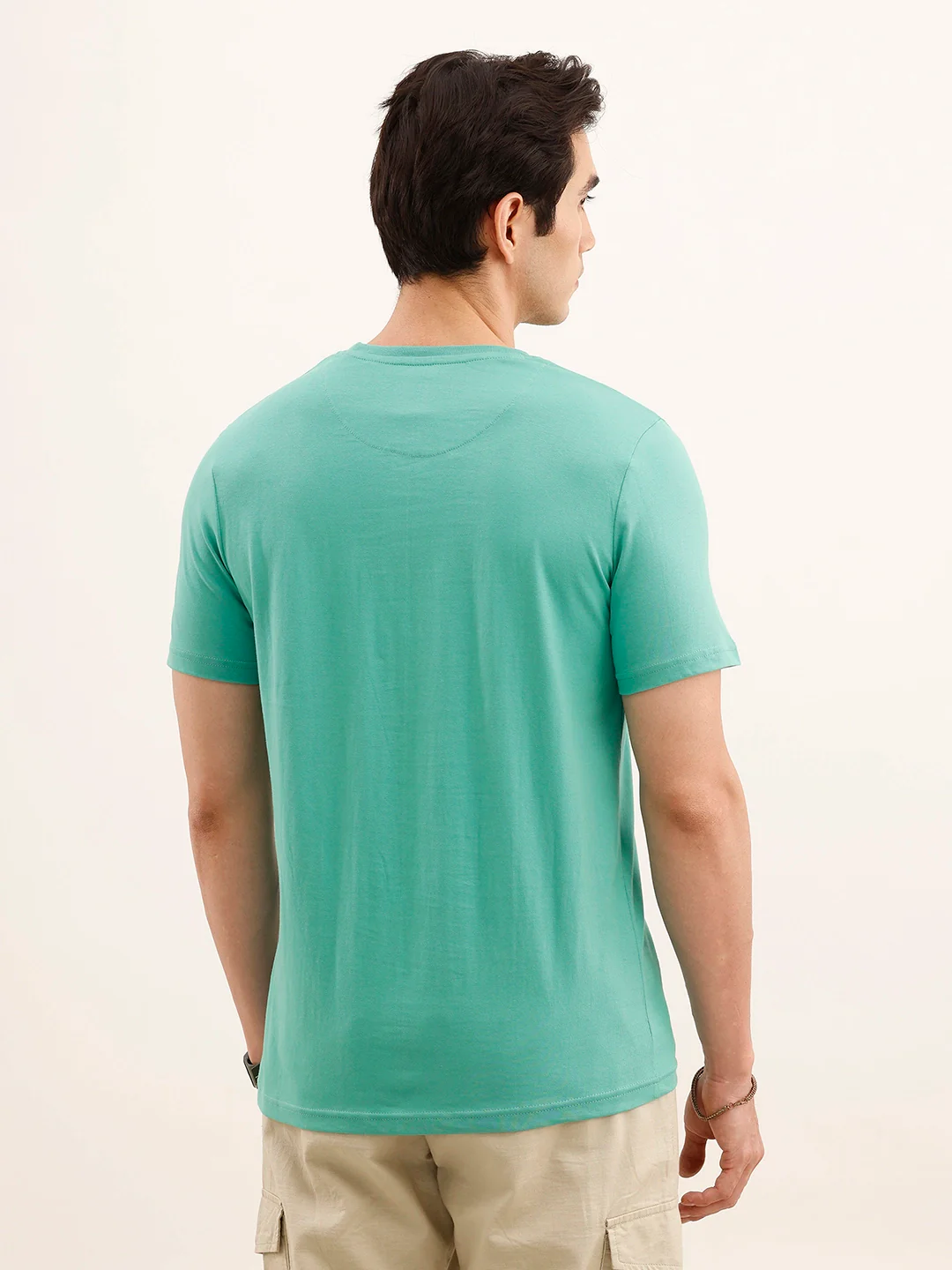 Slim Fit Placement Printed T-Shirt | Green - Image 3