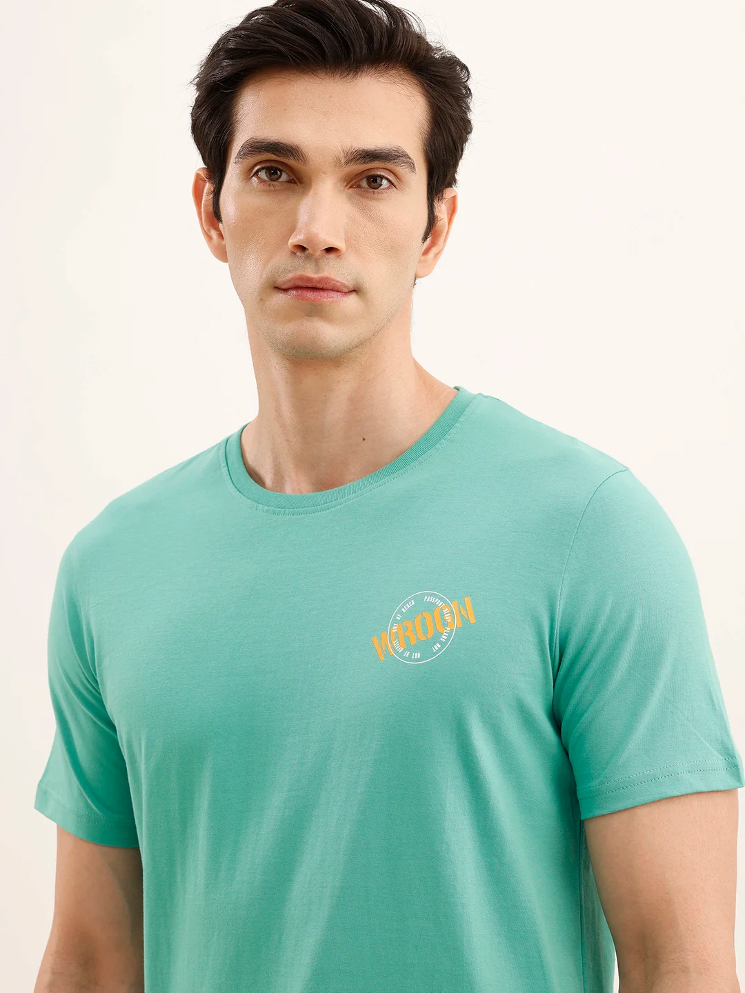 Slim Fit Placement Printed T-Shirt | Green - Image 5