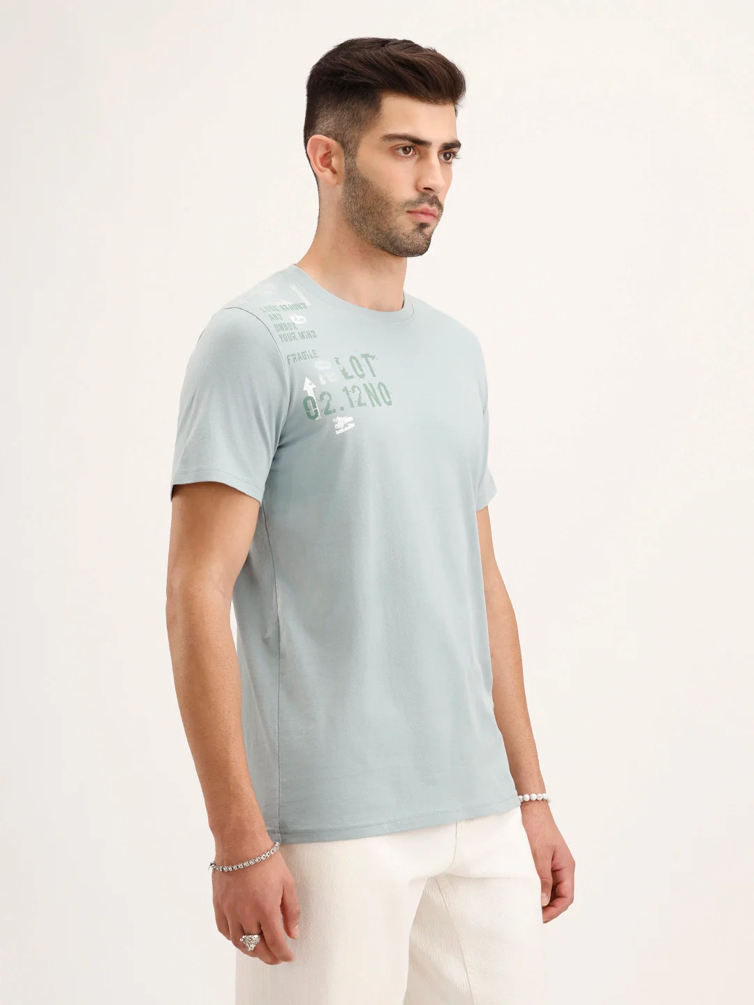 Slim Fit Placement Printed T-Shirt | Grey - Image 4