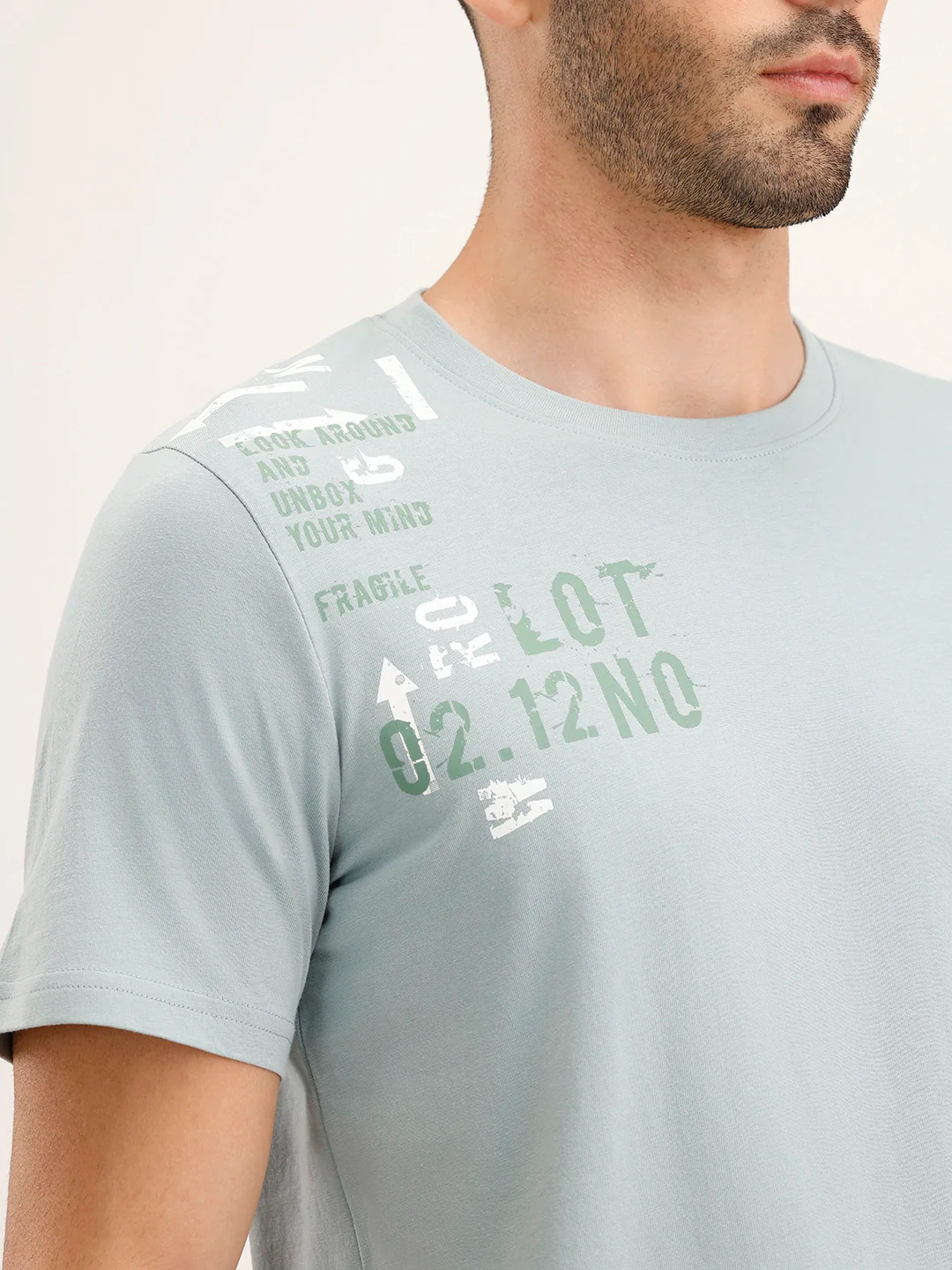 Slim Fit Placement Printed T-Shirt | Grey - Image 5