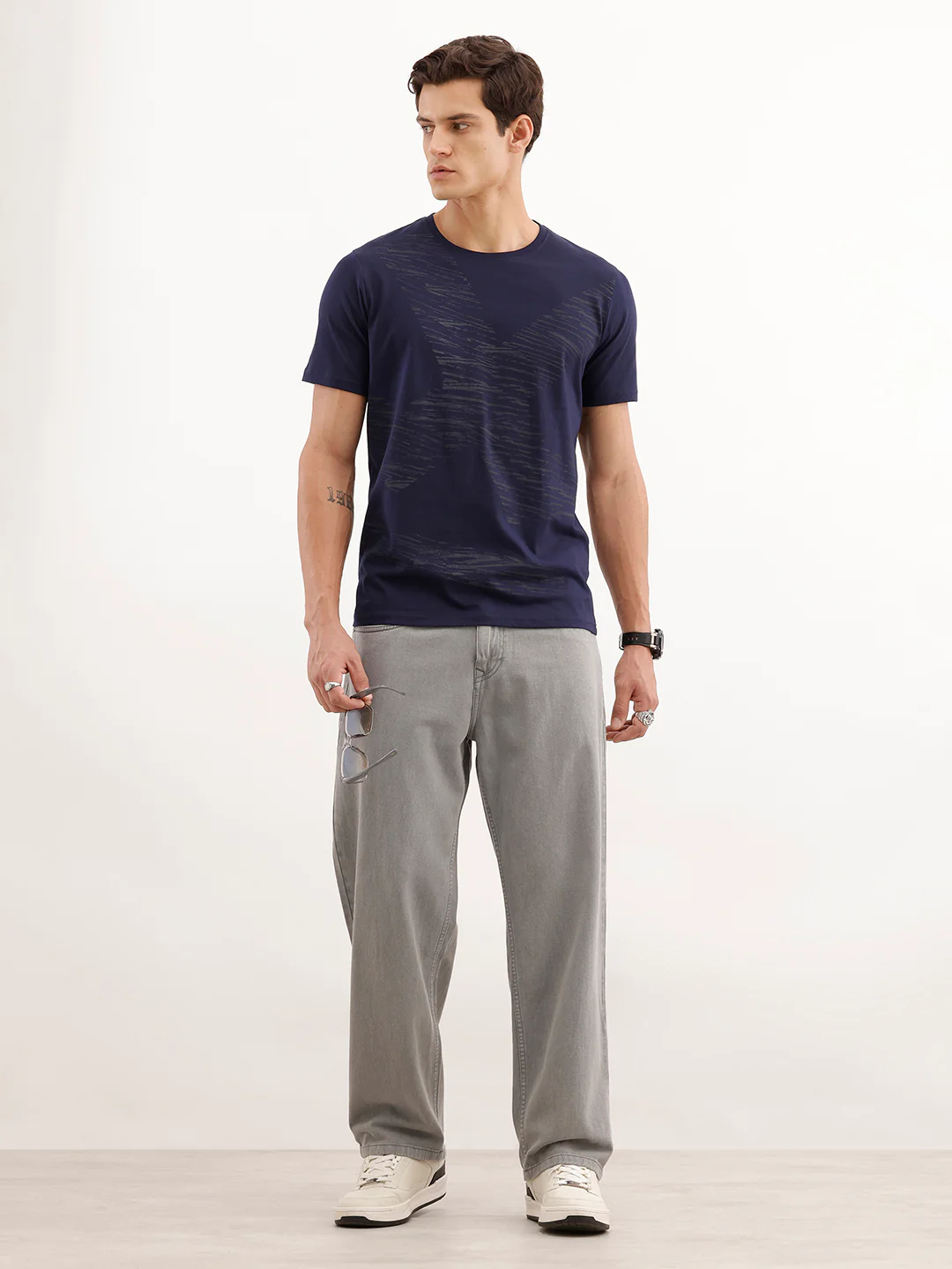 Slim Fit Placement Printed T-Shirt  | Navy Blue - Image 2