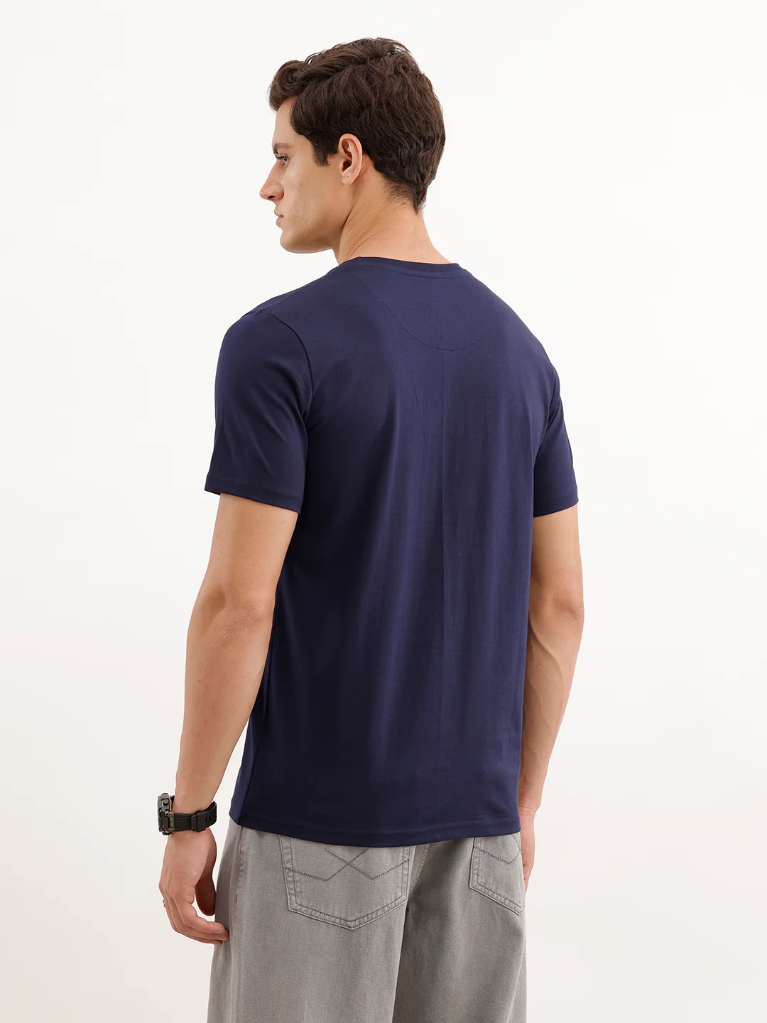 Slim Fit Placement Printed T-Shirt  | Navy Blue - Image 3