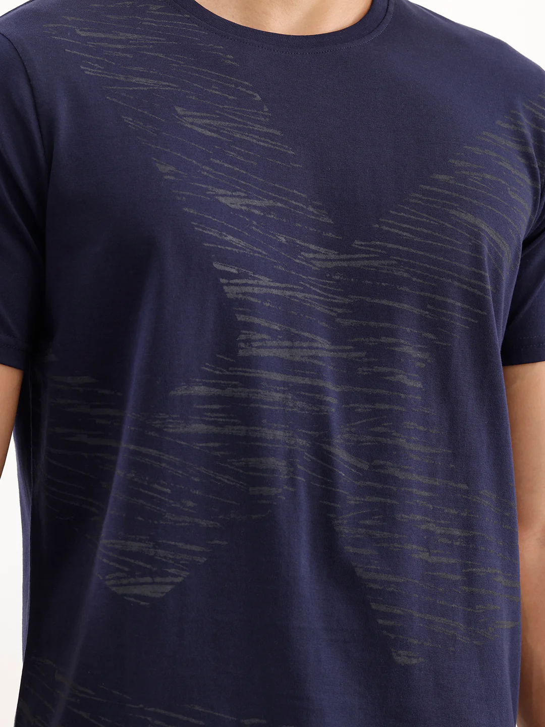 Slim Fit Placement Printed T-Shirt  | Navy Blue - Image 5