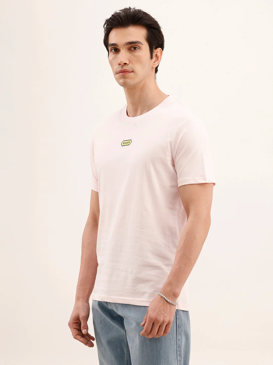 Slim Fit Placement Printed T-Shirt | Pink - Image 4