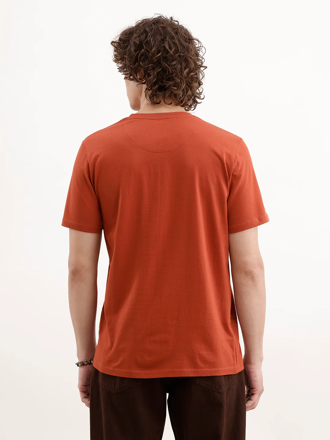 Slim Fit Placement Printed T-Shirt  | Rust - Image 3