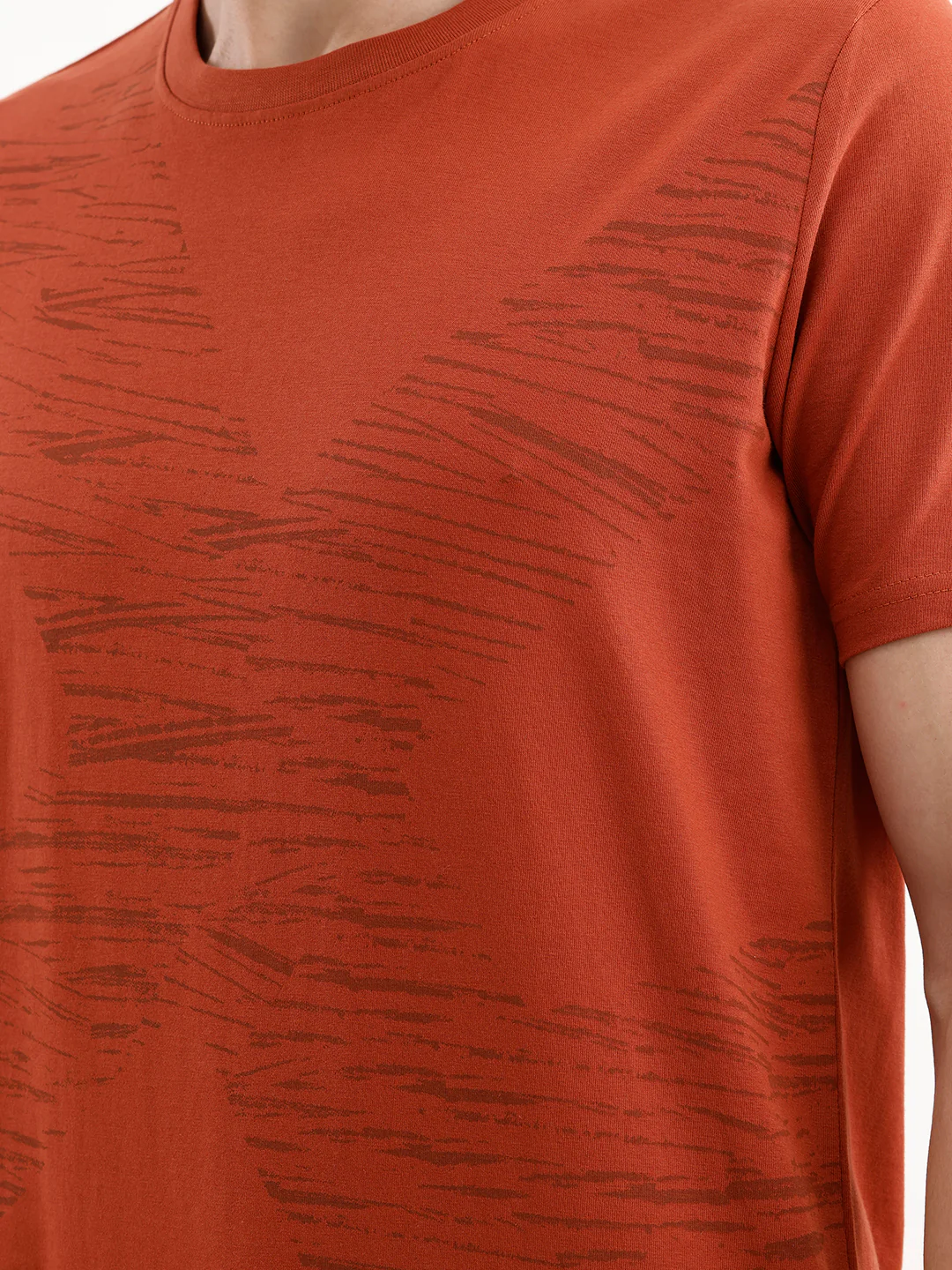 Slim Fit Placement Printed T-Shirt  | Rust - Image 5