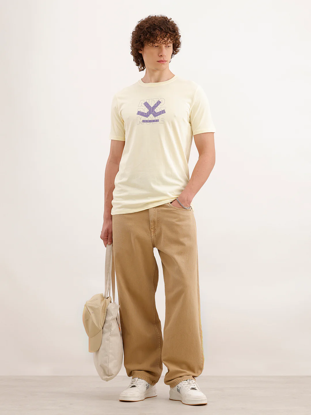 Slim Fit Placement Printed T-Shirt  | Yellow - Image 2