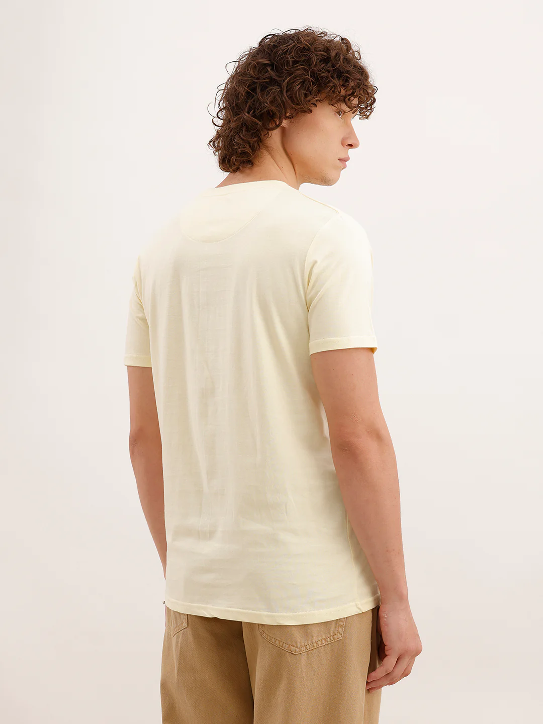 Slim Fit Placement Printed T-Shirt  | Yellow - Image 3