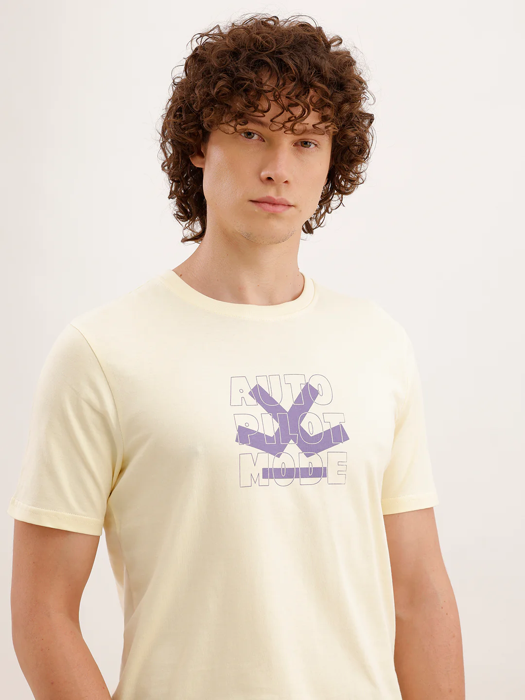 Slim Fit Placement Printed T-Shirt  | Yellow - Image 5