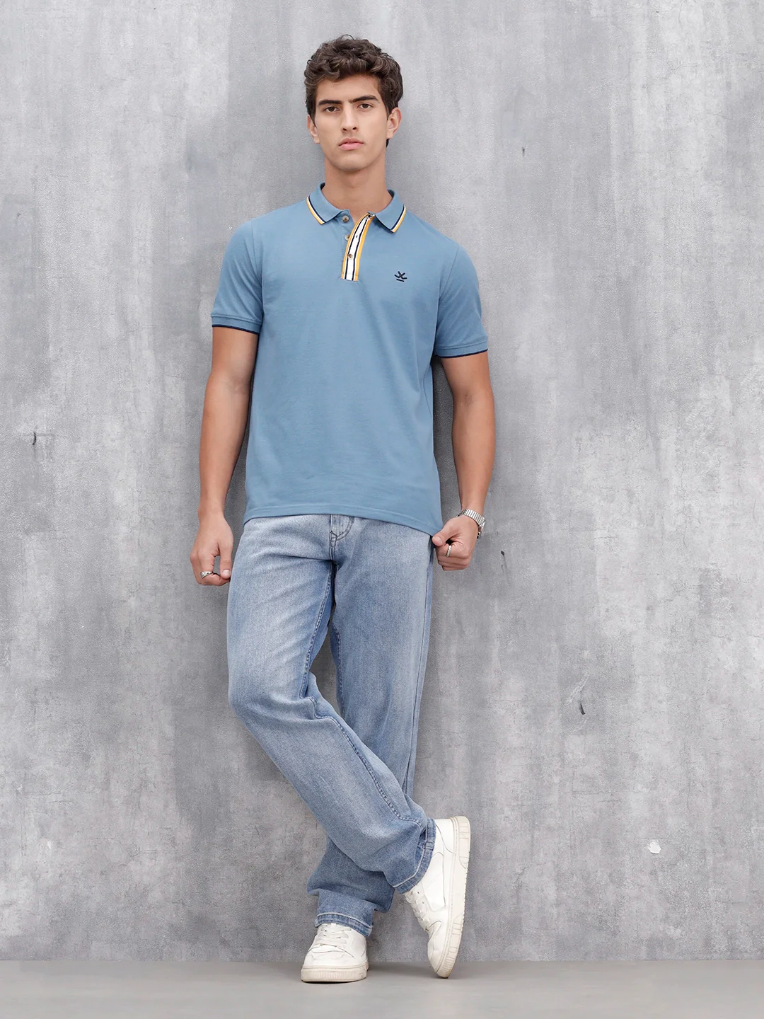 Slim Fit Polo With Contrast Tipping | Blue - Image 2