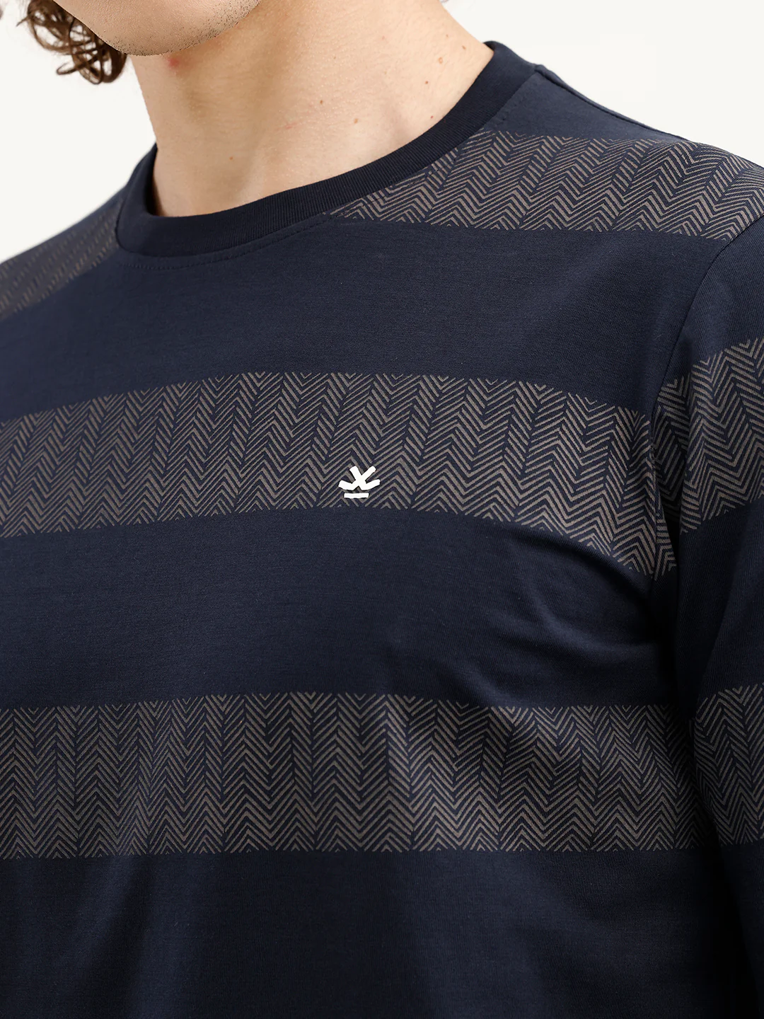 Slim Fit Printed Striped T-Shirt | Navy Blue - Image 5