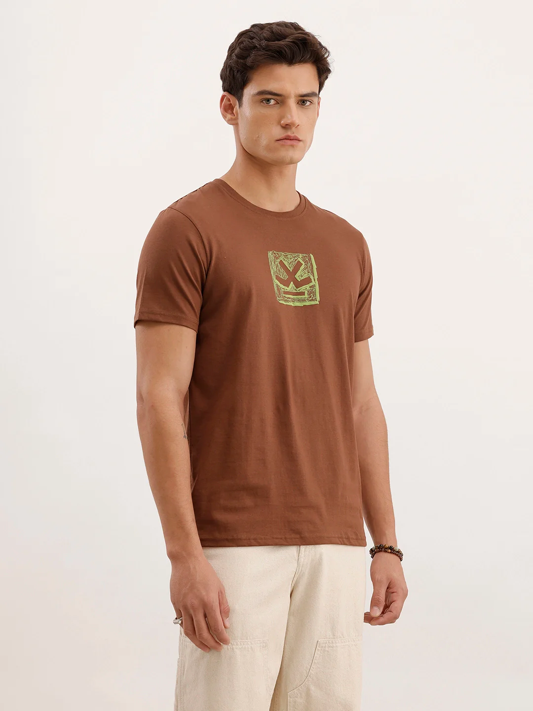 Slim Fit Puffer Printed T-Shirt | Brown - Image 4