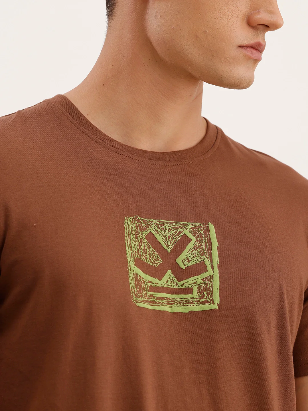 Slim Fit Puffer Printed T-Shirt | Brown - Image 5