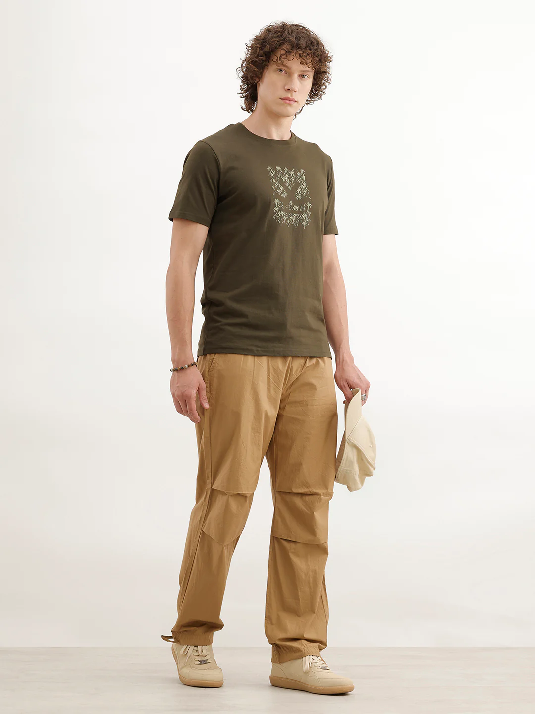 Slim Fit Puffer Printed T-Shirt  | Olive - Image 2