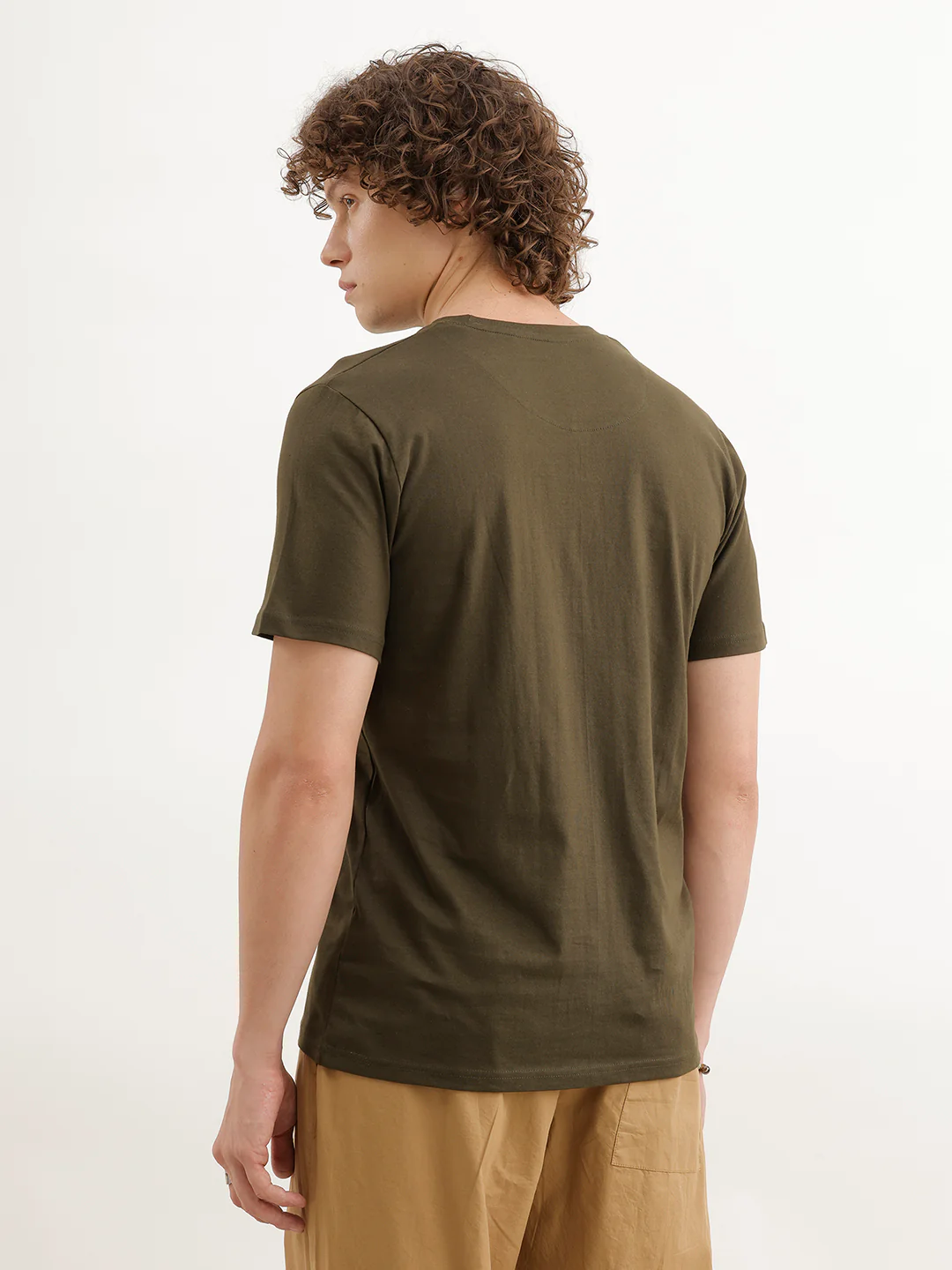 Slim Fit Puffer Printed T-Shirt  | Olive - Image 3