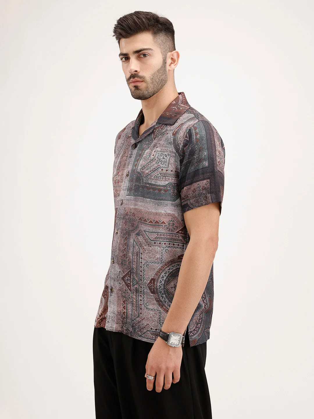 Slim Fit Resort Collar Shirt | Black - Image 4