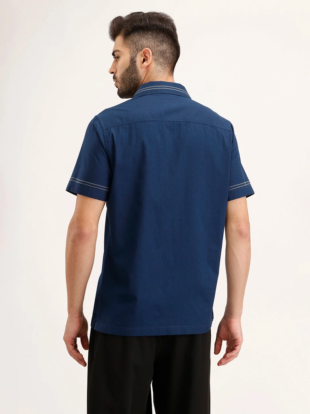 Slim Fit Resort Collar Shirt | Dark Blue - Image 3