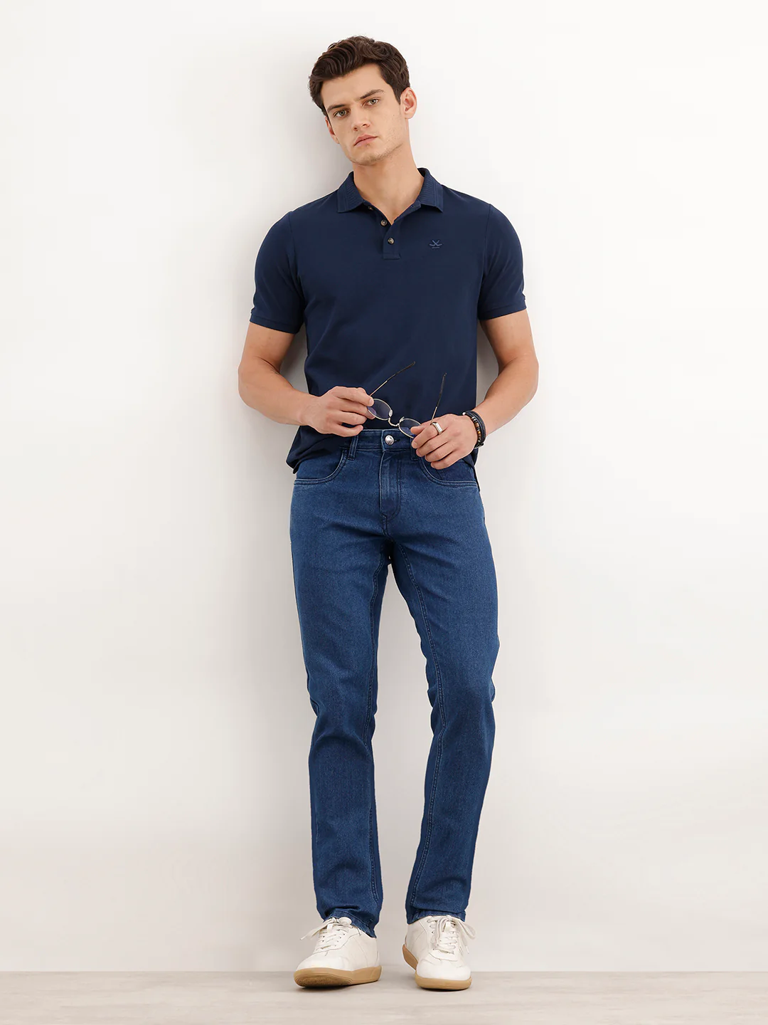 Slim Fit Solid Denim Jeans  | Blue - Image 2