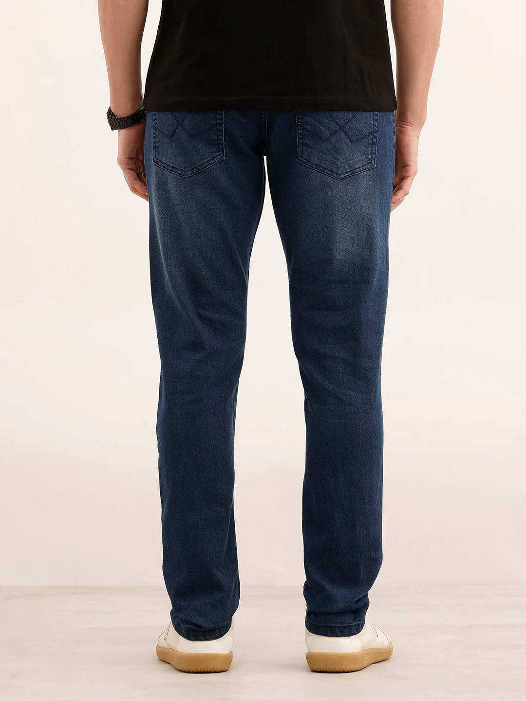 Slim Fit Solid Denim Jeans | Blue - Image 3