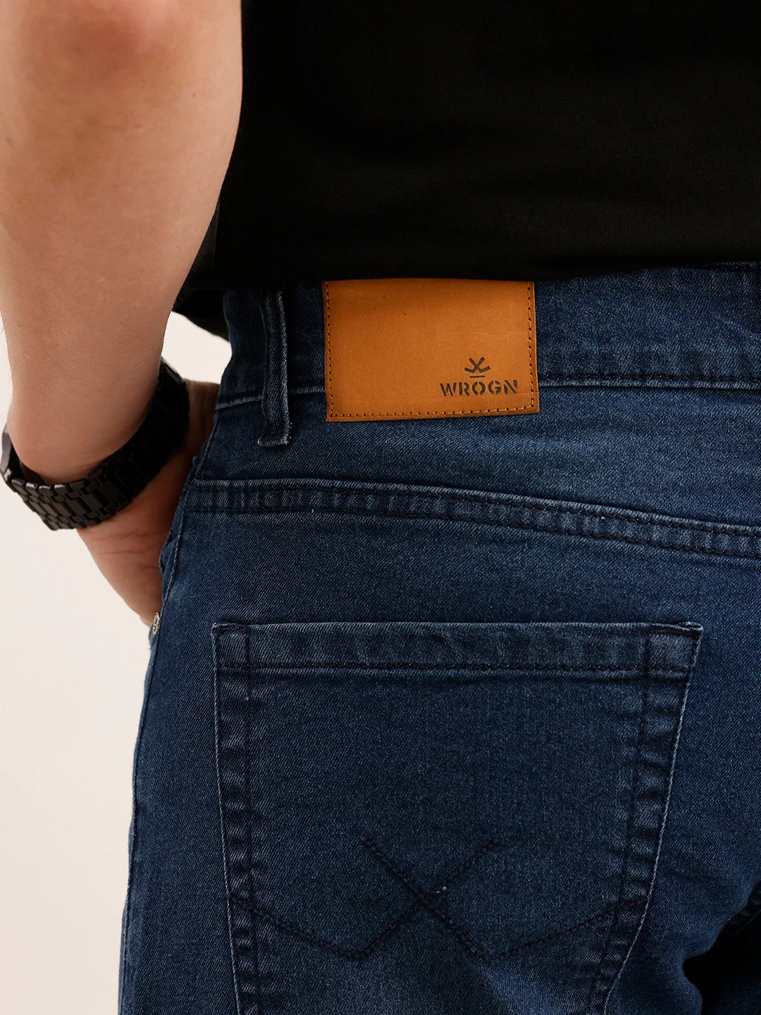 Slim Fit Solid Denim Jeans | Blue - Image 6