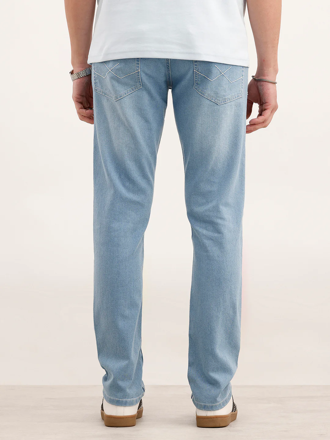 Slim Fit Solid Denim Jeans  | Light Blue - Image 3