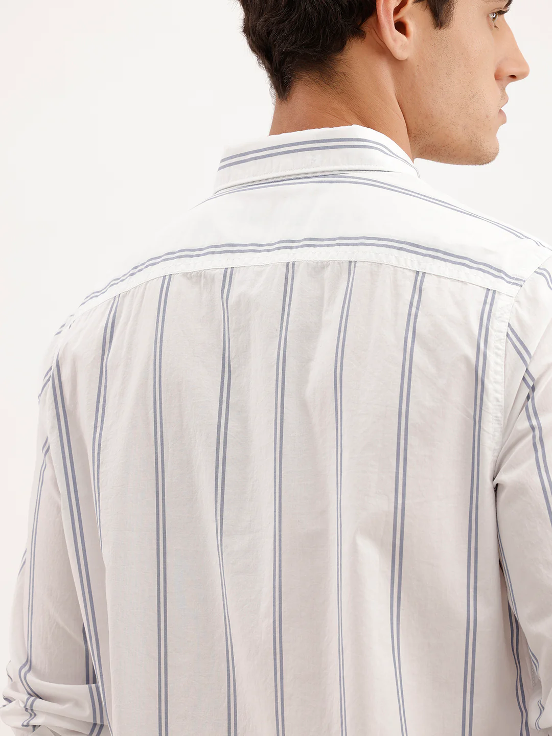 Slim Fit Striped 100% Cotton Shirt  | White - Image 5