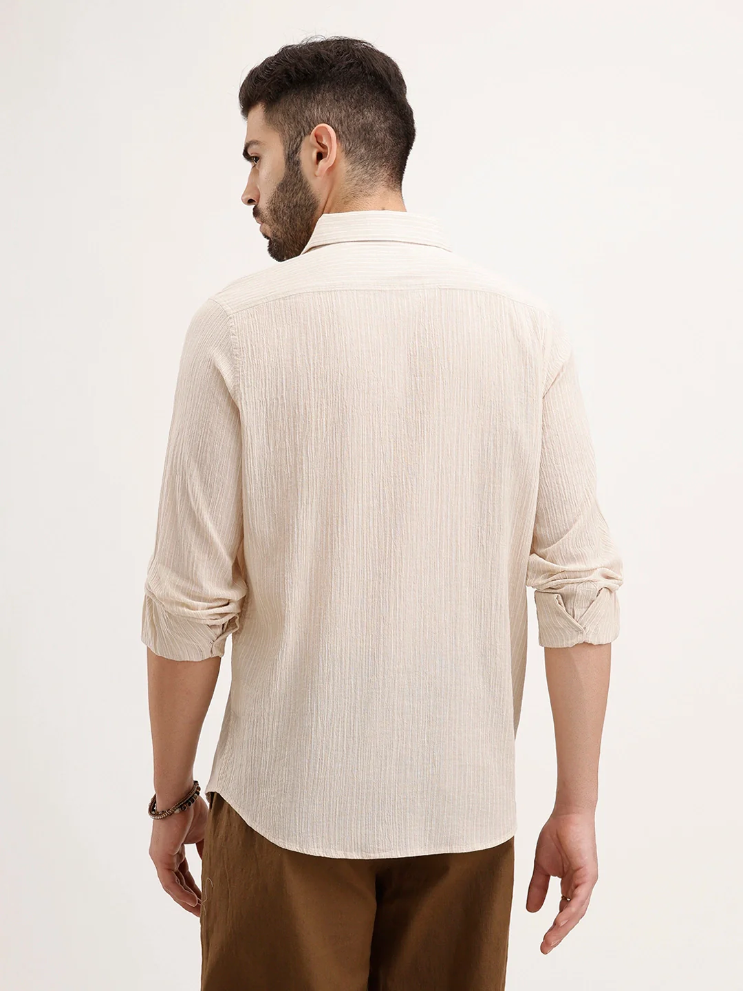 Slim Fit Striped Shirt | Beige - Image 3