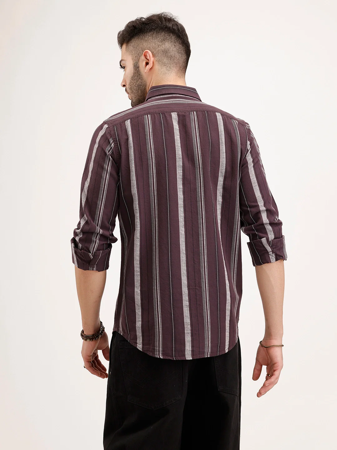 Slim Fit Striped Shirt | Brown - Image 3