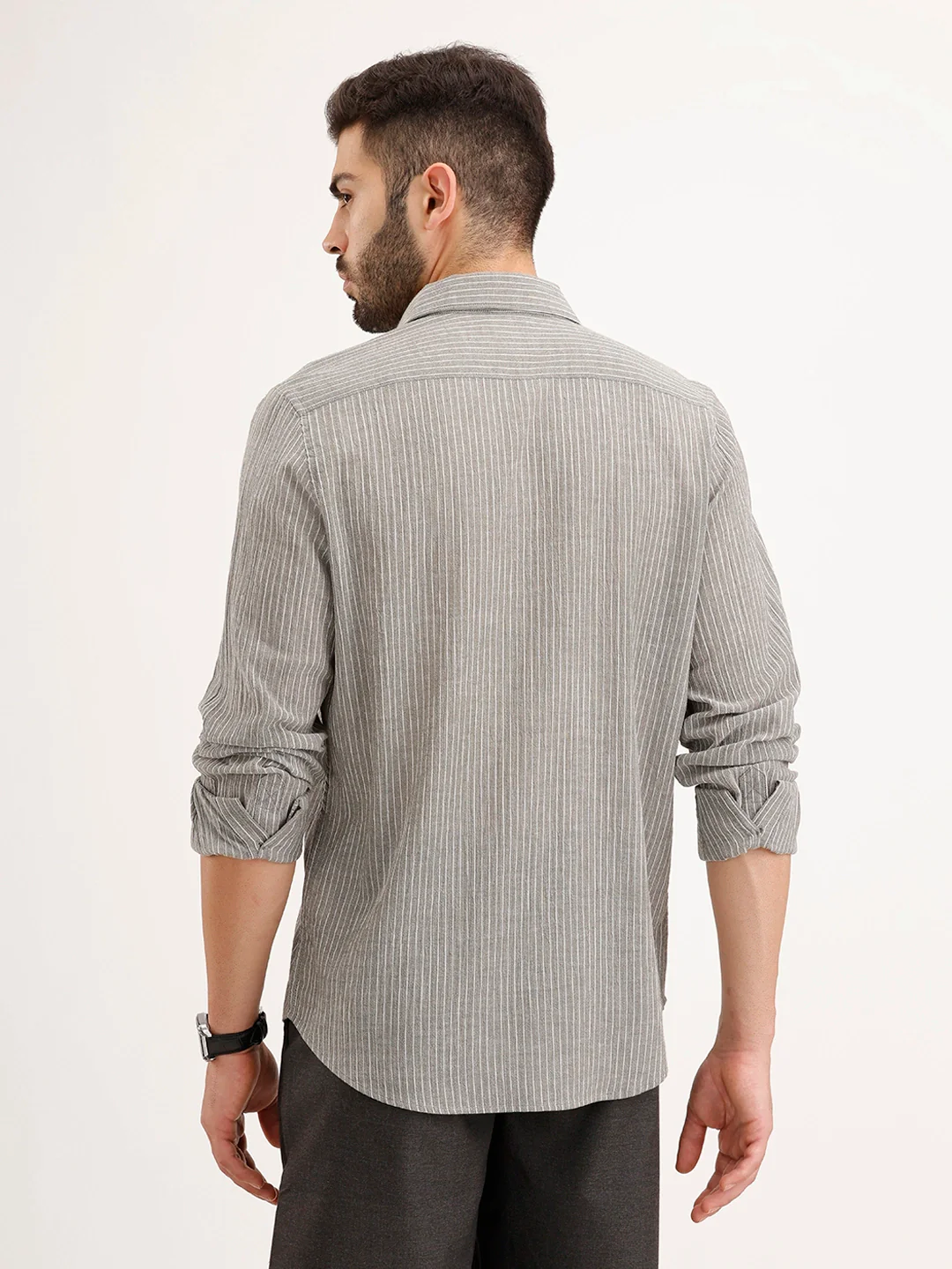 Slim Fit Striped Shirt | Grey - Image 3
