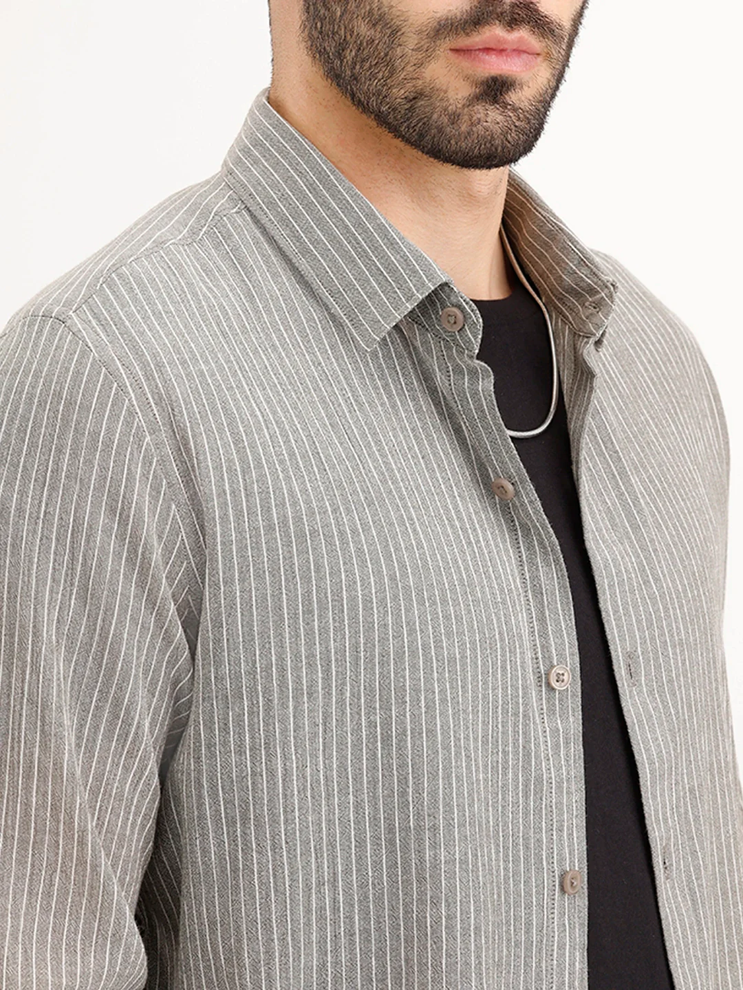 Slim Fit Striped Shirt | Grey - Image 5