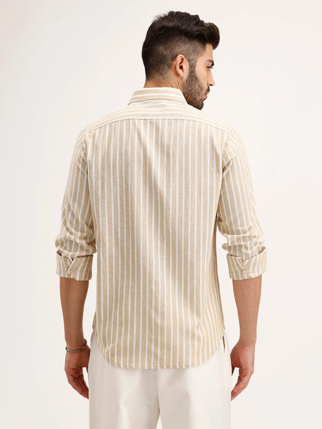 Slim Fit Striped Shirt | Khaki - Image 3