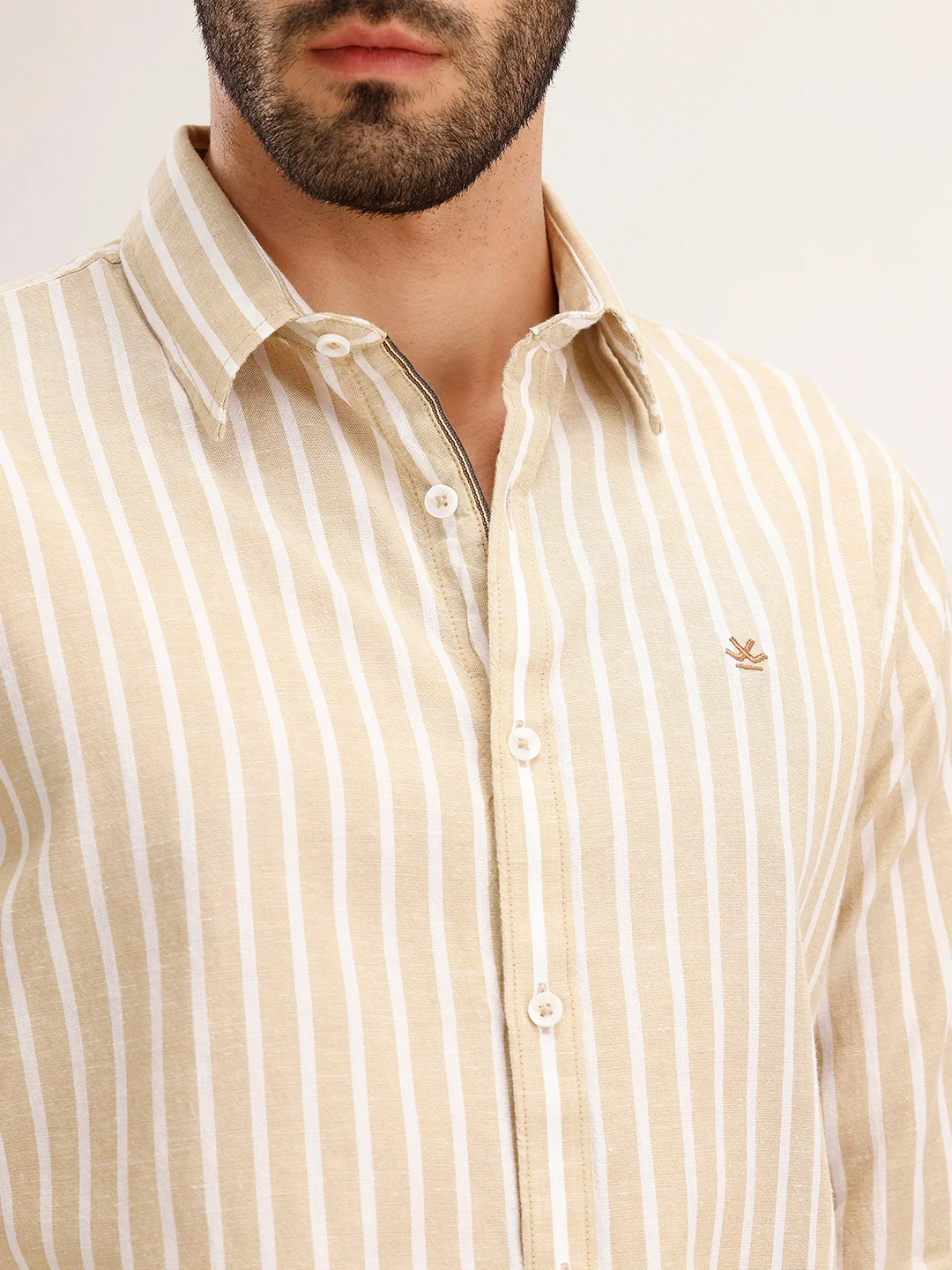 Slim Fit Striped Shirt | Khaki - Image 5