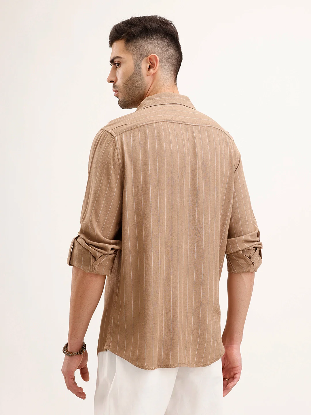 Slim Fit Striped Shirt | Khaki - Image 3