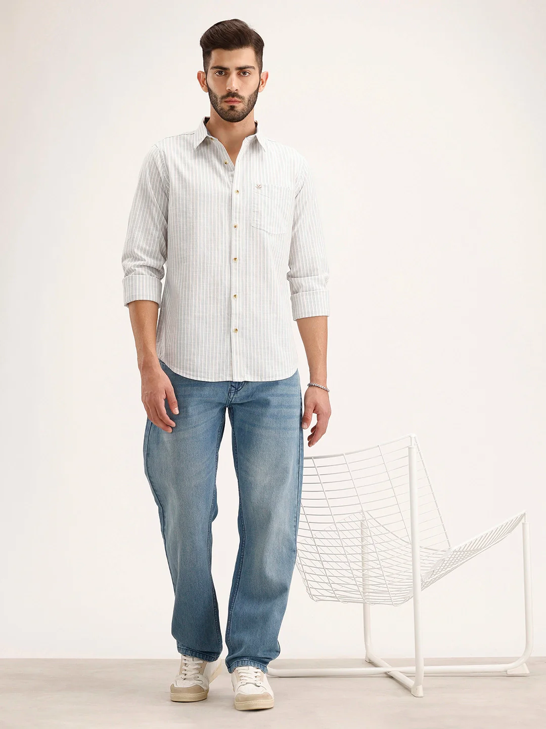 Slim Fit Striped Shirt | Off White - Image 2