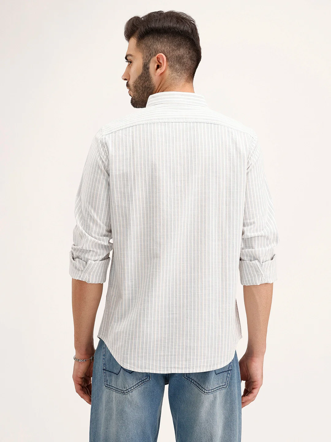 Slim Fit Striped Shirt | Off White - Image 3