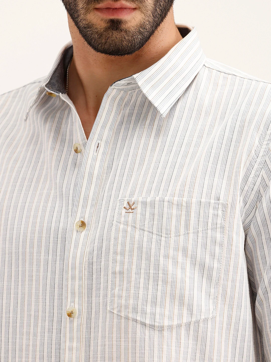 Slim Fit Striped Shirt | Off White - Image 5