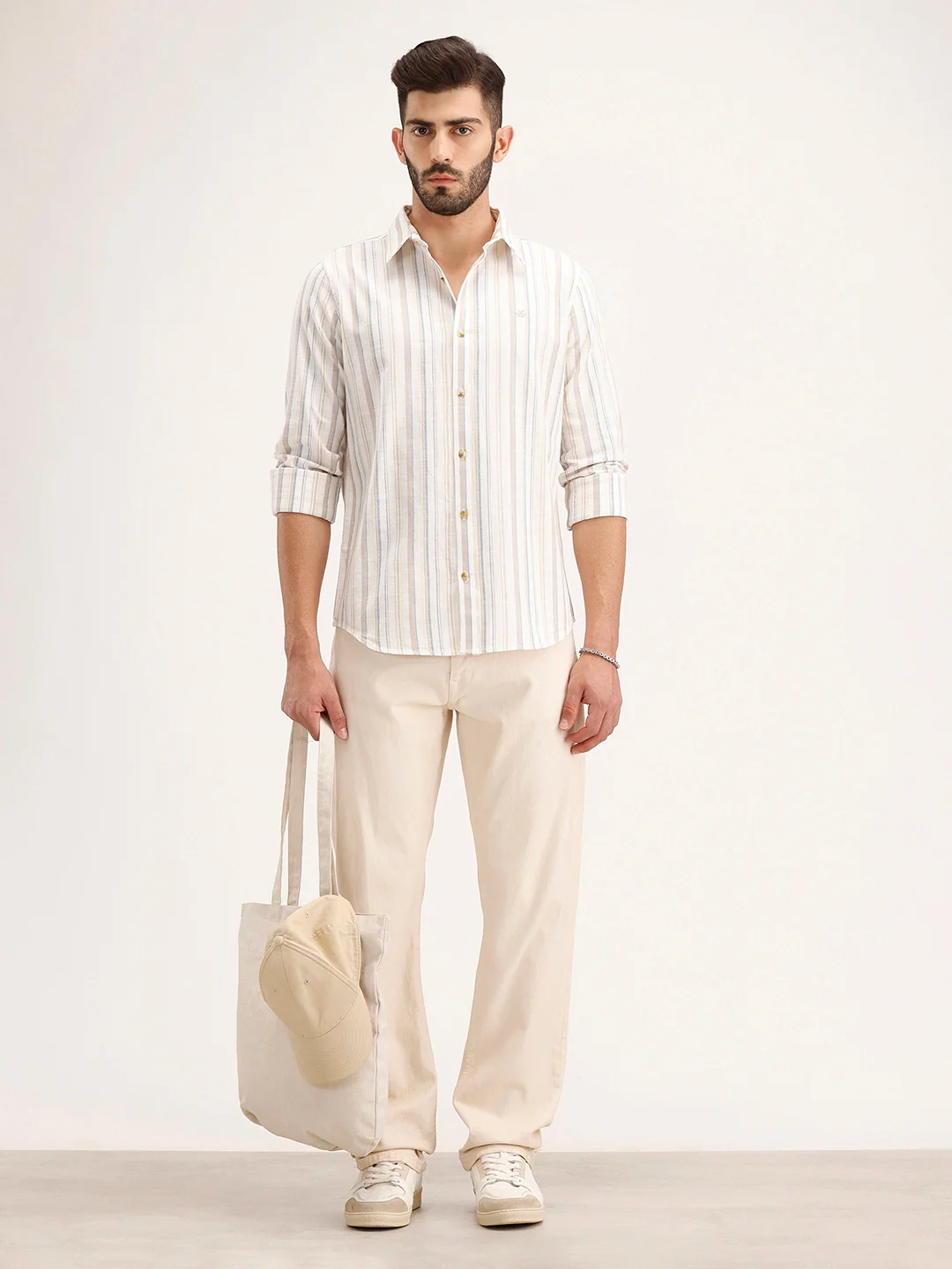 Slim Fit Striped Shirt | White - Image 2