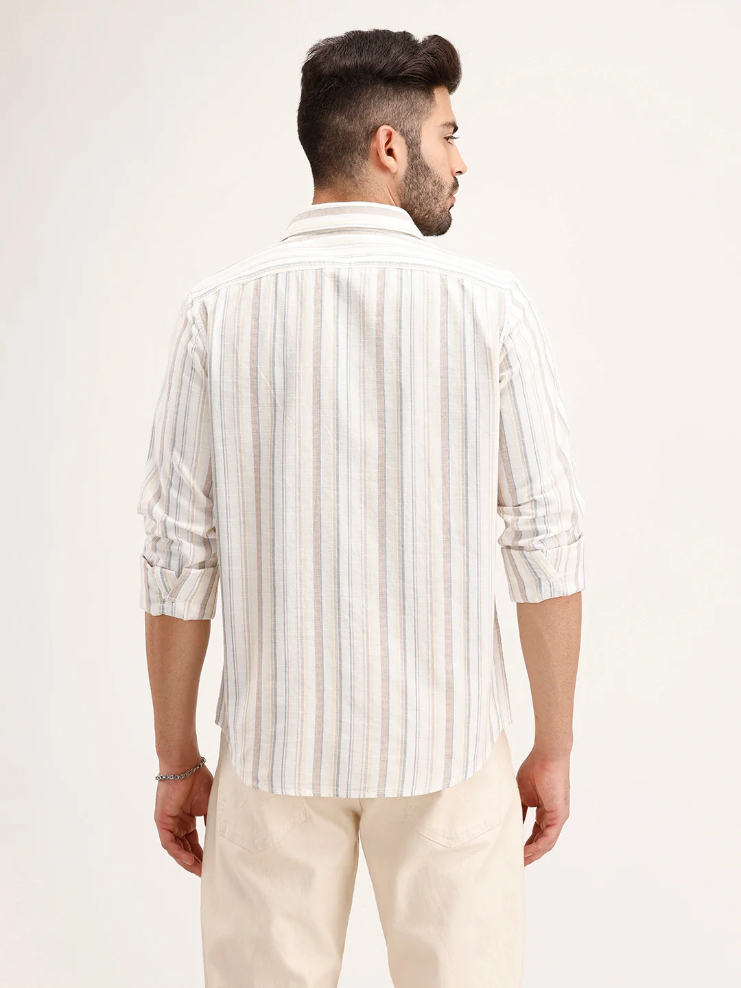 Slim Fit Striped Shirt | White - Image 3