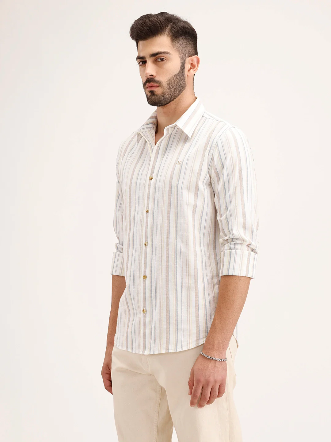 Slim Fit Striped Shirt | White - Image 4